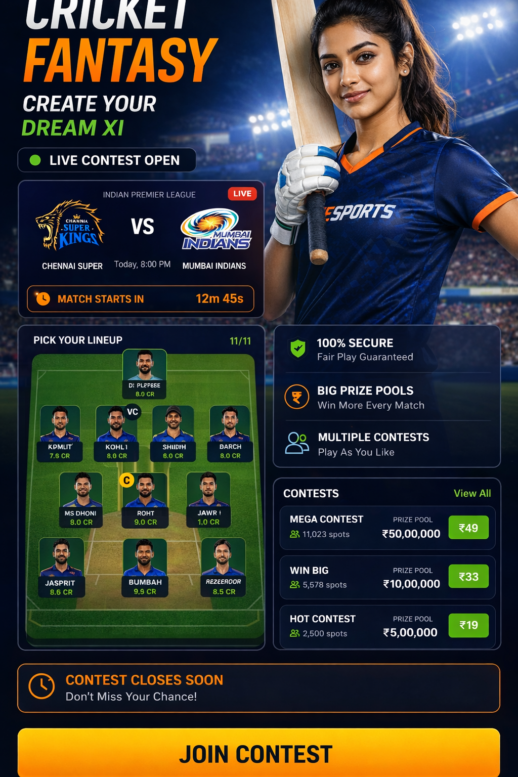 Come Guru 11 cricket matchday visual